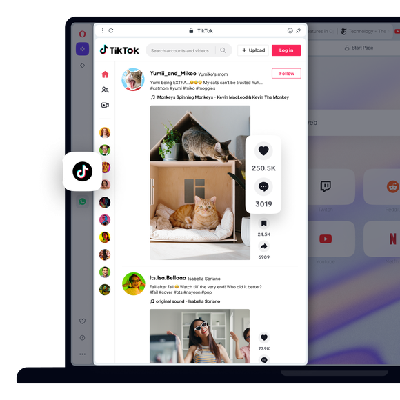 TikTok in Opera’s sidebar