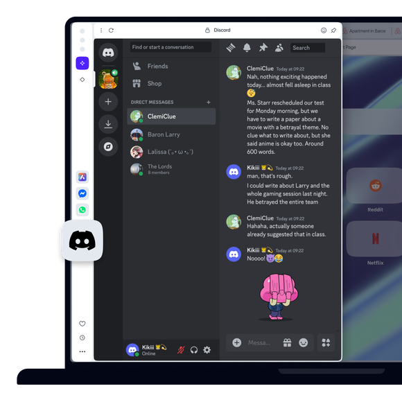Discord in the Opera’s sidebar