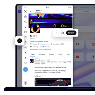X (aka Twitter) in Opera's sidebar