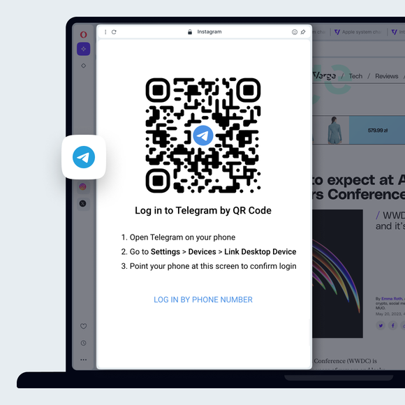 Sync Telegram in Opera Browser