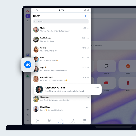 VKontakte on desktop
