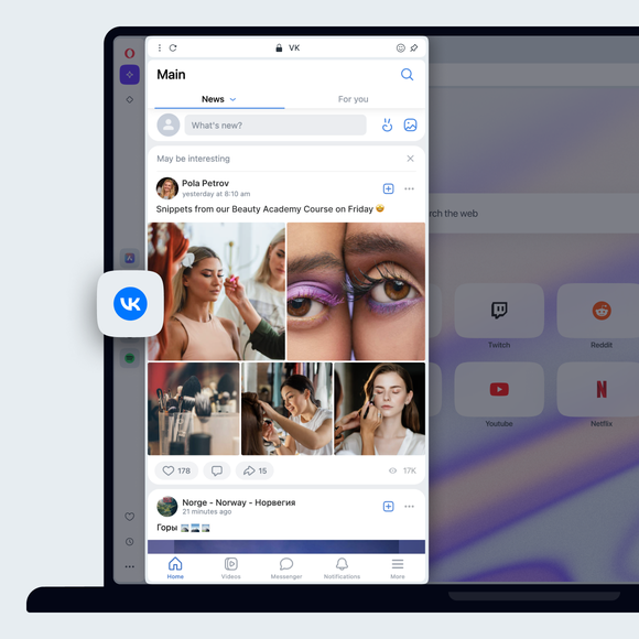 VKontakte in Opera Browser