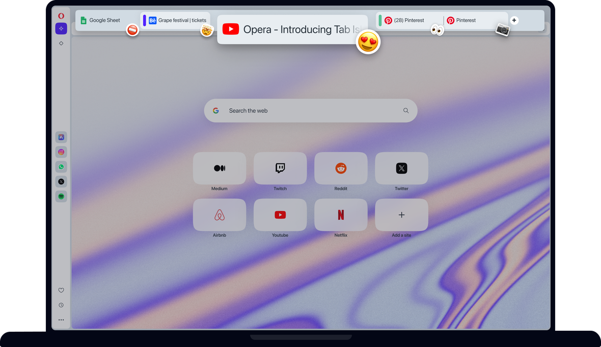 Tab Emojis nel browser Opera