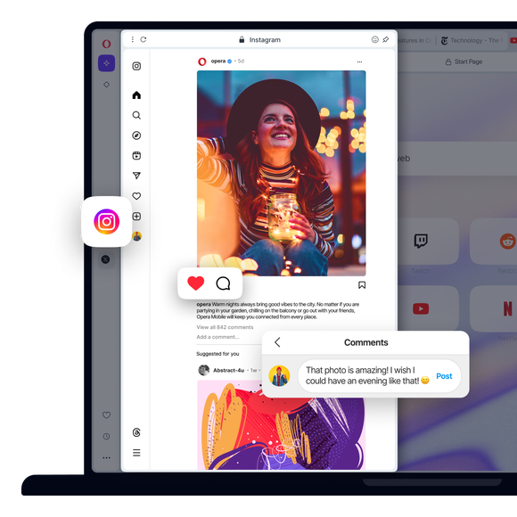 Instagram in Opera’s sidebar